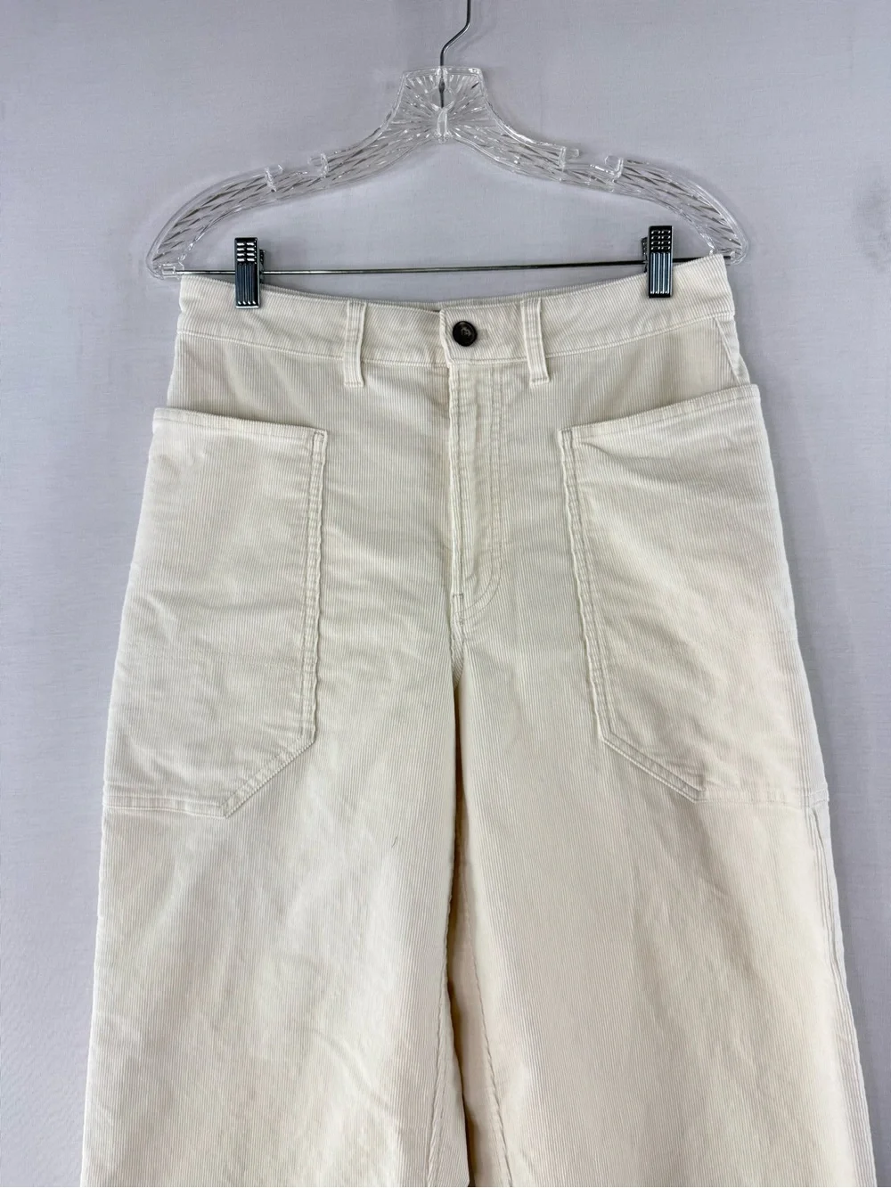 Everlane Way High Cream Corduroy Gardner Wide-Leg Pants